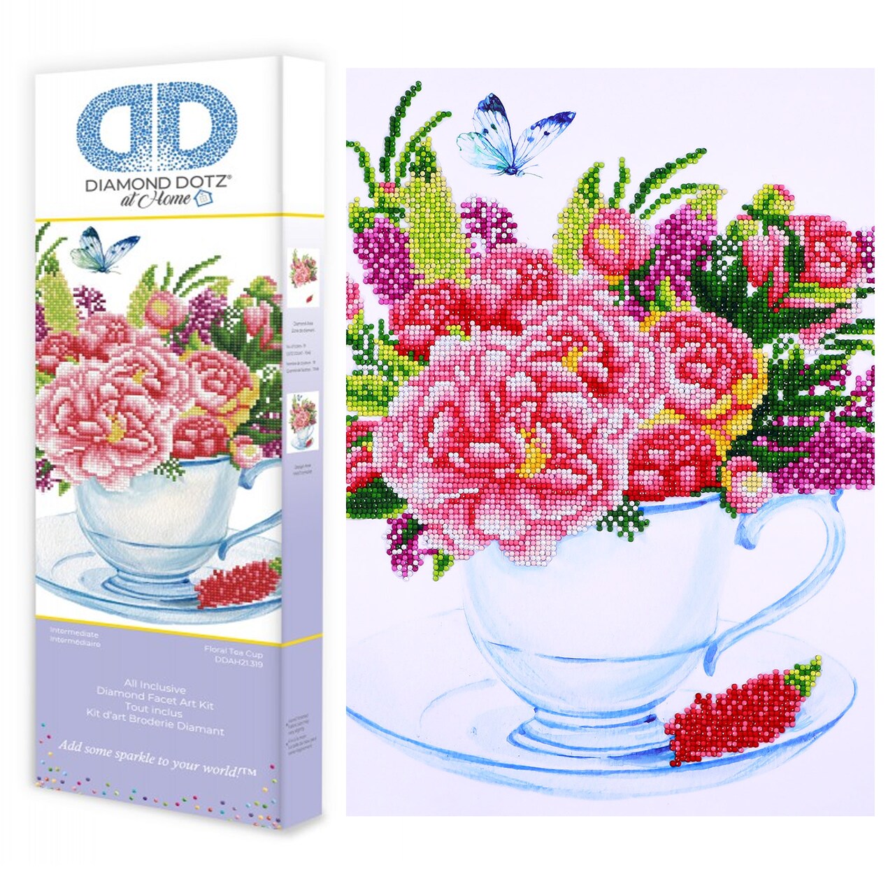 Diamond Dotz at Home Floral Tea Cup Diamond Painting Kits for Adults - Diamond Art Kits a Relaxing Creative Craft Kit with Dotz Gems 16x16